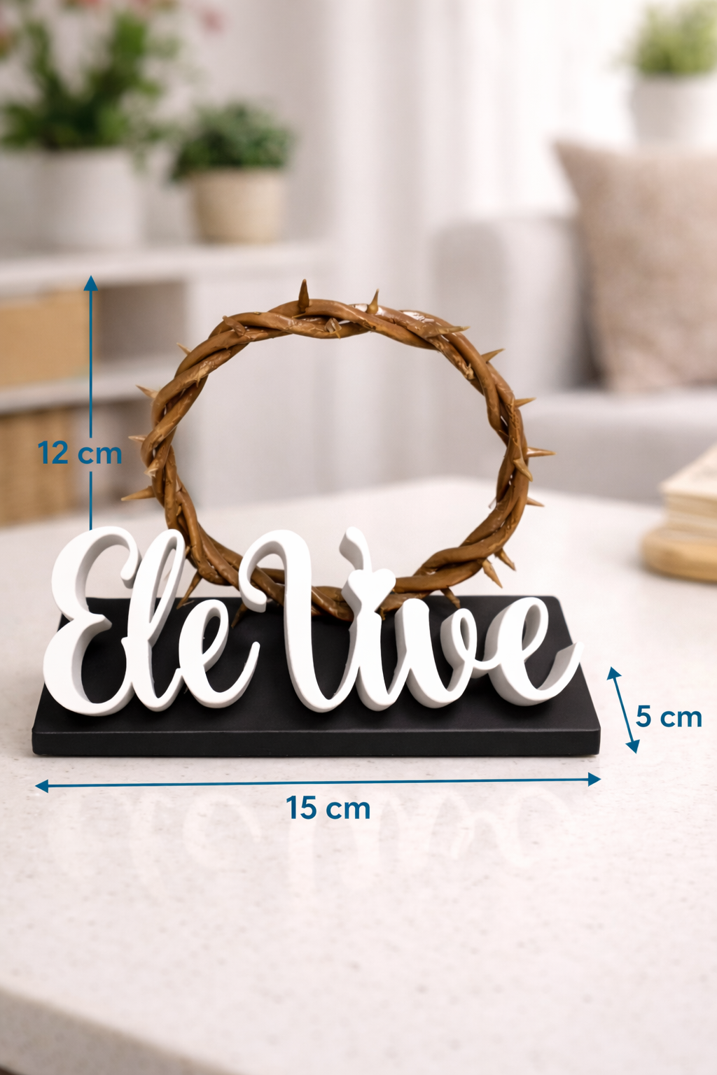 ✝️ Decorativo Cristão “Ele Vive” com Coroa